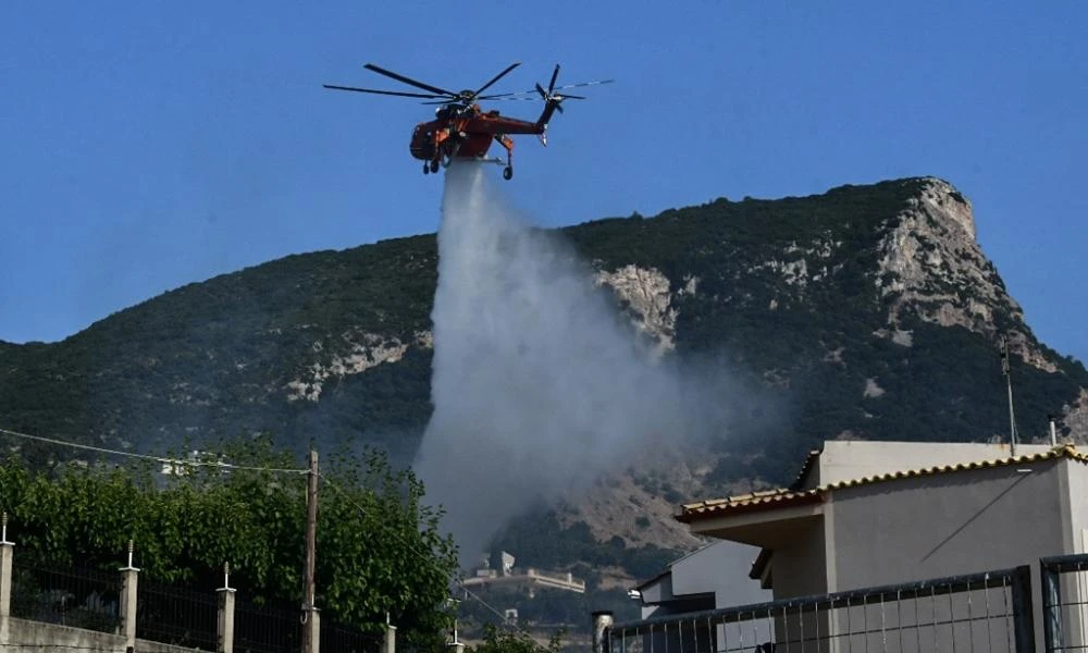 Πάτρα: Ξεκίνησαν να επιχειρούν τα εναέρια μέσα στο μέτωπο της φωτιάς στην Καλλιθέα